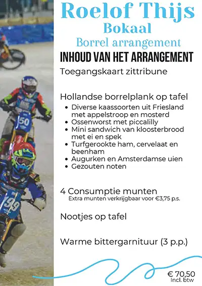 IJsspeedway Roelof Thijs Bokaal Borrel arrangement 5 april 2024